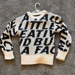 Kids Graphic Knit Sweater - Black & Cream